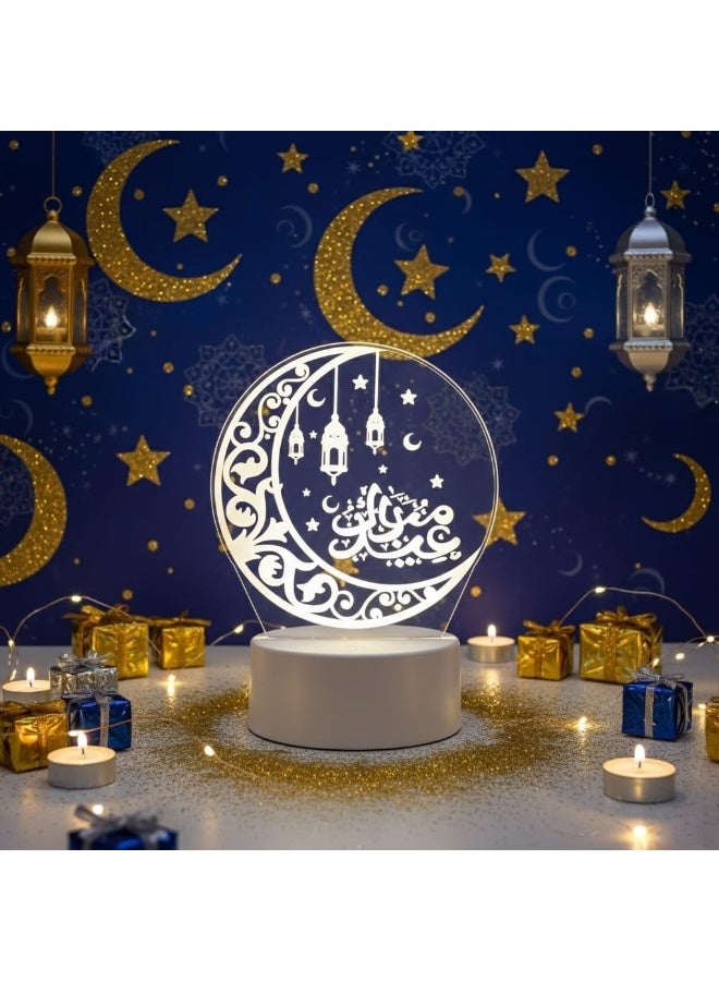 ثري دي مصباح ليلي LED أكريليك لتزيين رمضان - لوحة خط إسلامي بإضاءة دافئة ناعمة، مصباح ليلي يعمل بمنفذ USB لرمضان، غرفة الصلاة، وديكور المنزل الإسلامي - Image 5